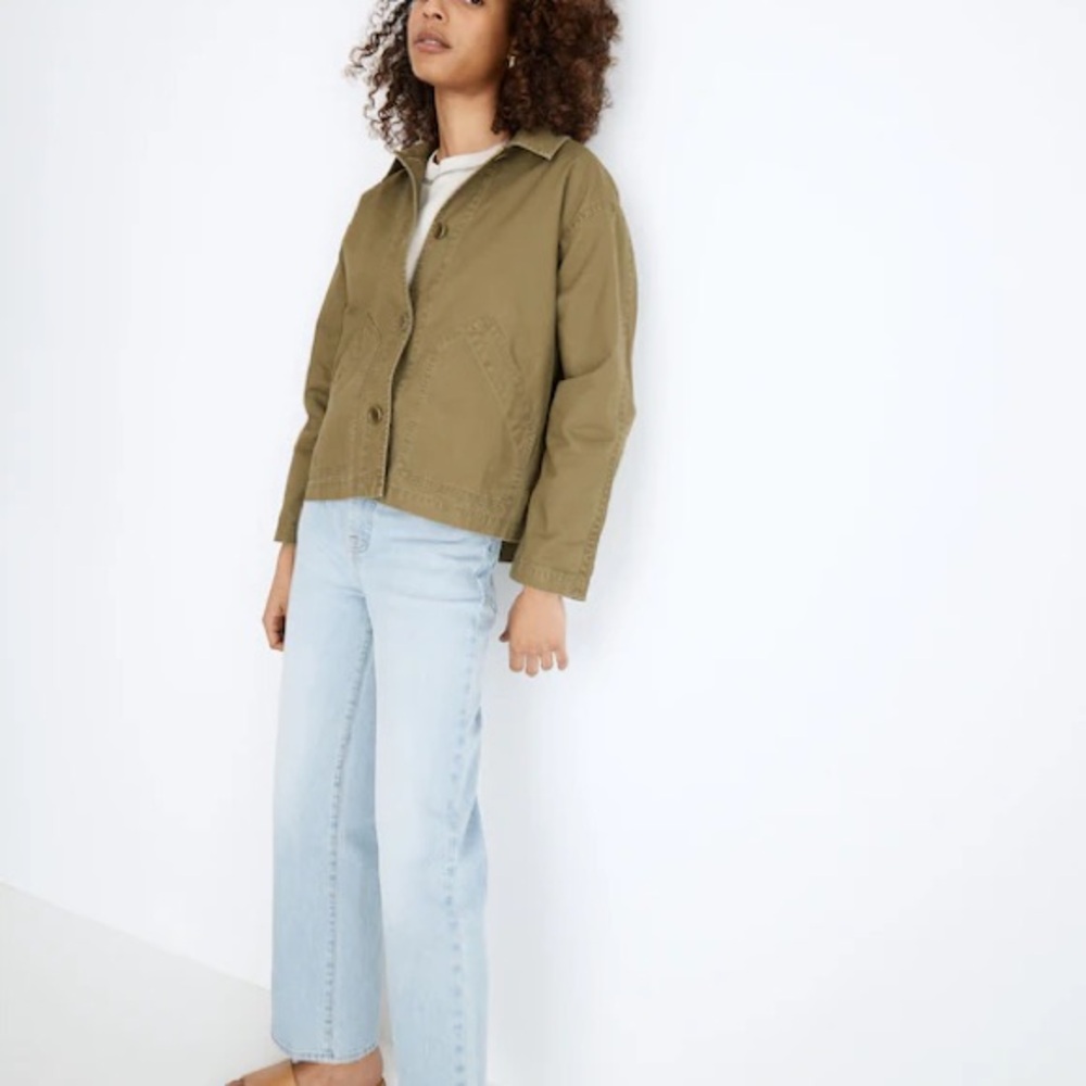 Madewell Baylow Cropped Jacket XXS Olive Utility Cotton Chore Minimalist - Picture 5 of 11